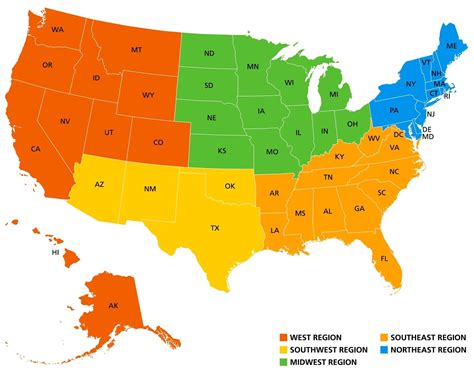 US Map with Regions