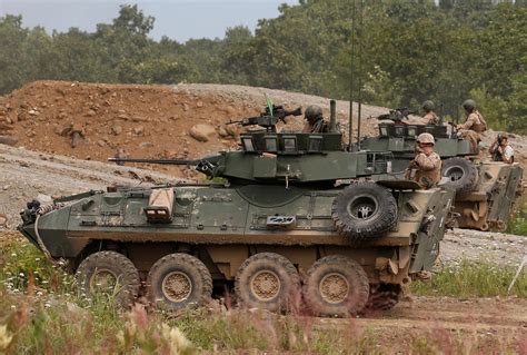 US Marine Corps LAV-25 light armored vehicle in action