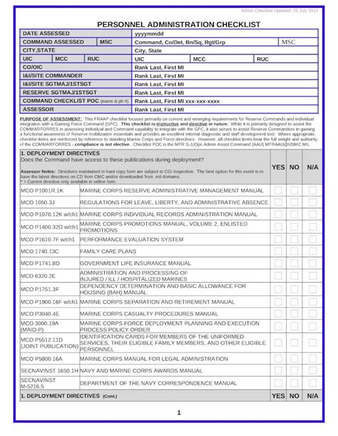 US Marine Corps Officer Requirements Checklist