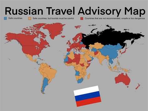 Map showing the travel options between the US and Russia