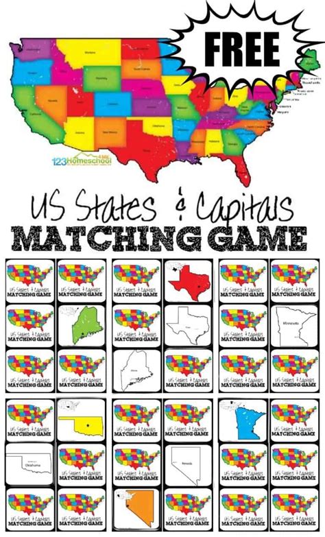 US States and Capitals Games Printable