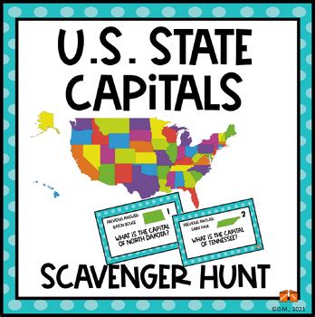 US States and Capitals Scavenger Hunt Printable