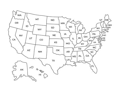 Blank US States Map Printable