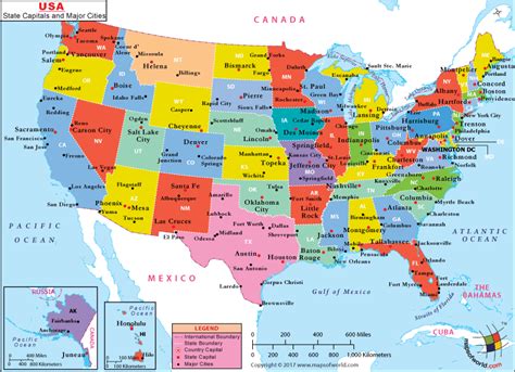 Blank US States Map with Major Cities