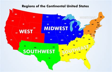 US States Map with Regions