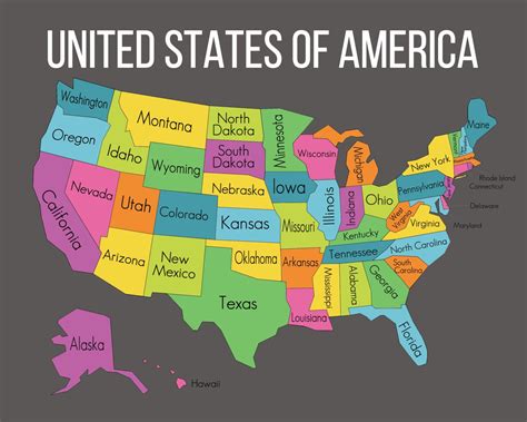 US States Map with State Names