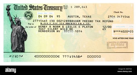 U.S. Treasury Tax Refund Check Template