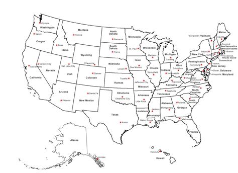 USA Map with Capitals Printable for Different Age Groups