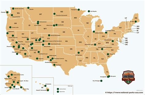 USA Map with National Parks