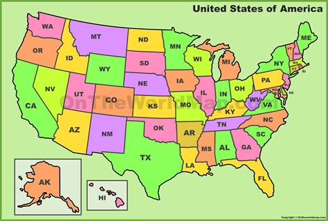 USA Map with State Abbreviations