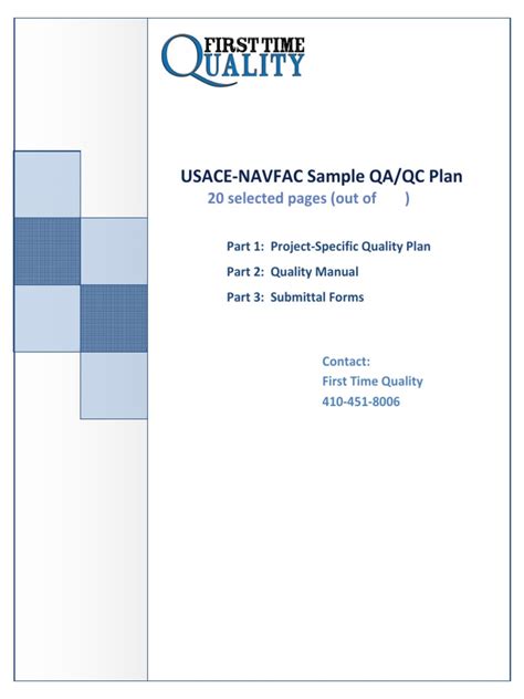 USACE Quality Control Objectives