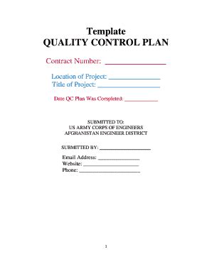 USACE Quality Control Plan Template