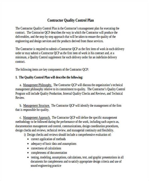 USACE Quality Control Plan Template Example