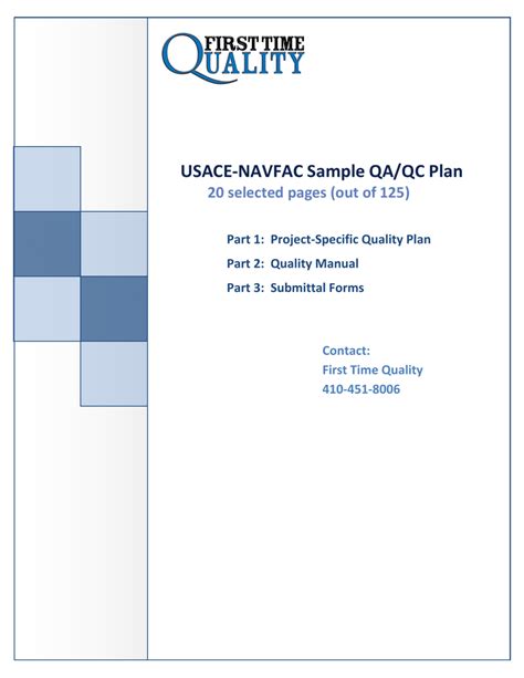 USACE Quality Control Plan Template Format