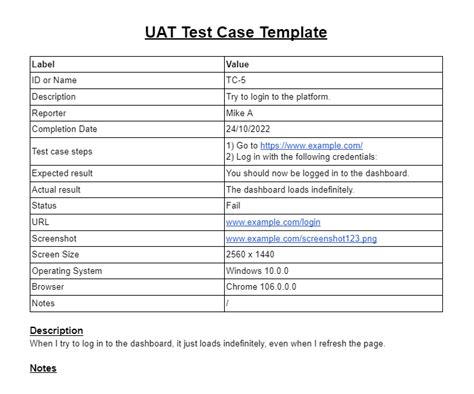 User Acceptance Testing Template