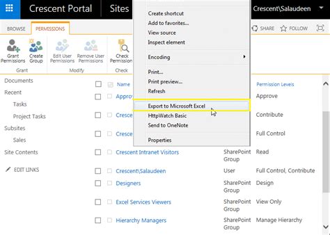 User Permissions Export to Excel