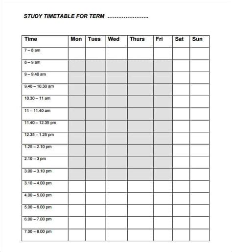 Using Timetable Template