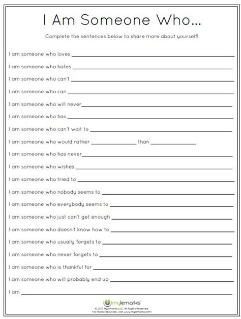 Using a Who Am I Worksheet PDF