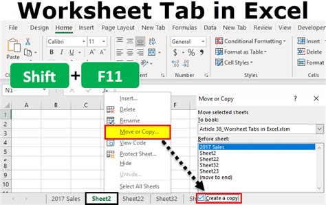 Using the worksheet tab