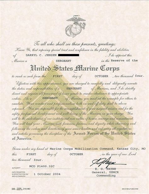 USMC Promotion Warrant Template Format