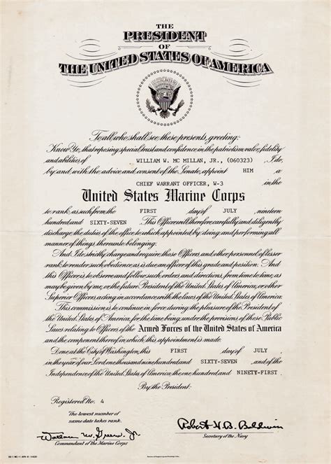 USMC Promotion Warrant Template Sample