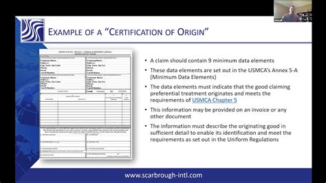 USMCA Certification of Origin Template Example