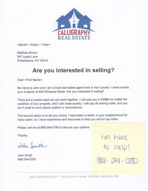 Unique Selling Proposition in Golden Letter Real Estate Sample