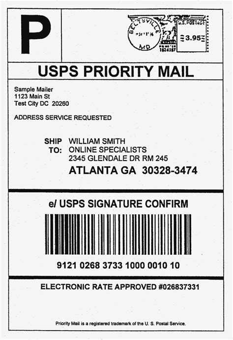 USPS Address Label Template