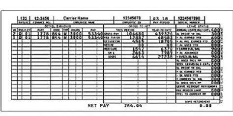 USPS check stub template example