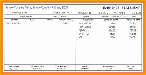 USPS check stub template format sample