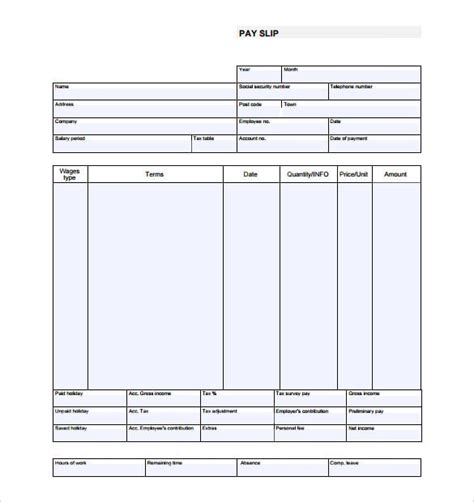 USPS check stub template format