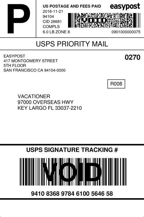 USPS Domestic Shipping Label Template