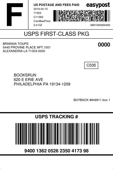 USPS Label Template Free