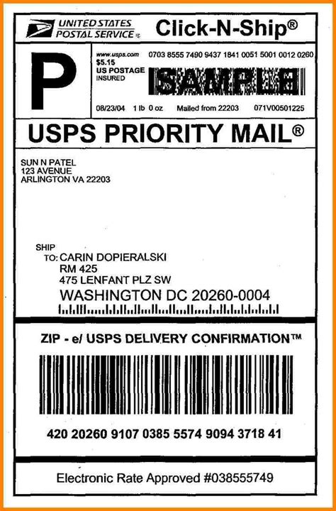 USPS Package Label Template 6