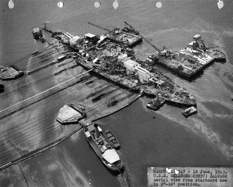 USS Oklahoma BB-37 recovery at Pearl Harbor