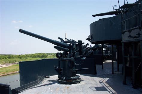 Image of the USS Texas Battleship's anti-aircraft guns