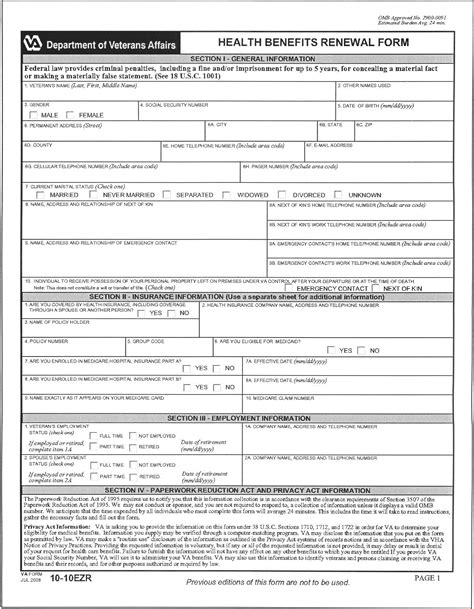 VA Form 1010EZ Contact