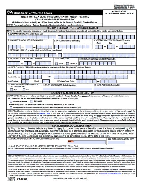 VA Form 21-0966 FAQ