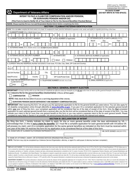 VA Form 21-0966 Instructions