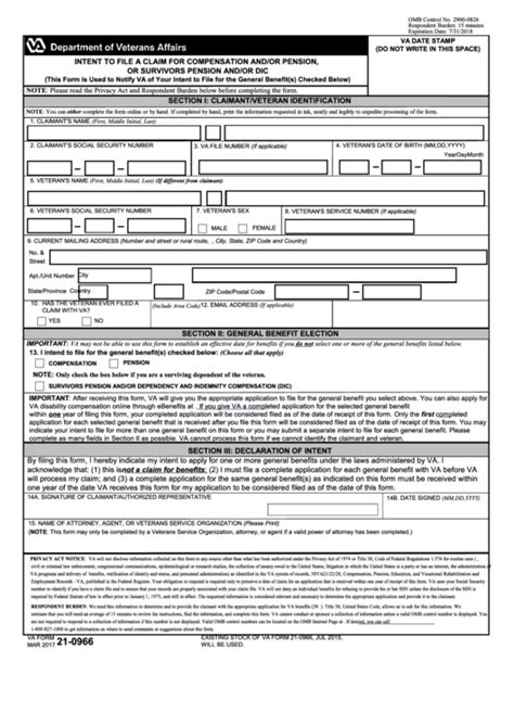 VA Form 21-0966 Printable