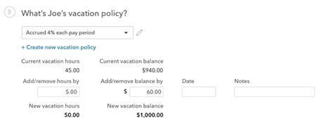 Vacation Balance Formula