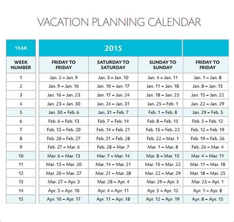 Excel Vacation Calendar Template