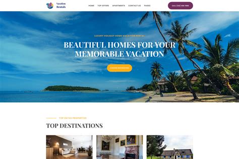 Vacation home rental website template