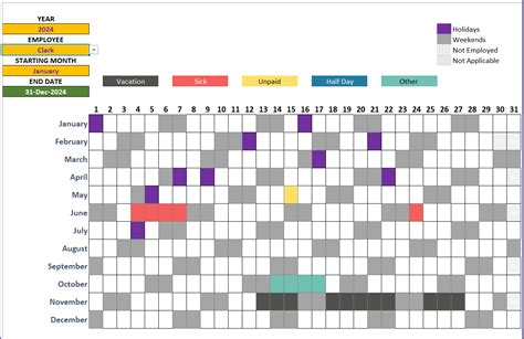 Vacation Tracker Excel Template 2024 Template