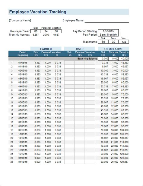 Vacation Tracking Policy Template