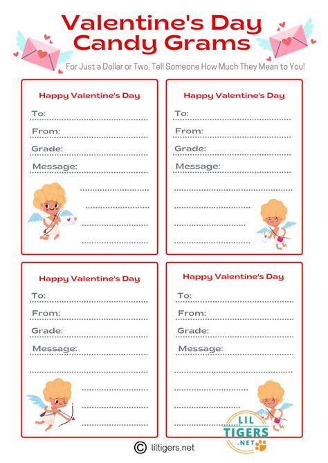 Valentine's Day Candy Gram Templates for Family