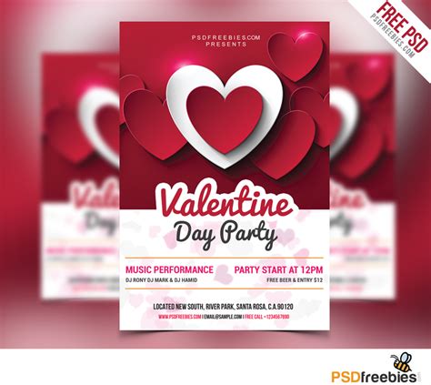 Valentine's Day Party Flyer Templates PSD