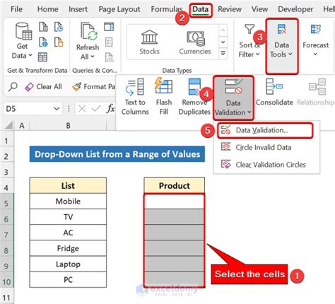 Validation dropdown in Excel