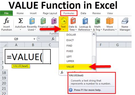 Using the VALUE Function in Excel