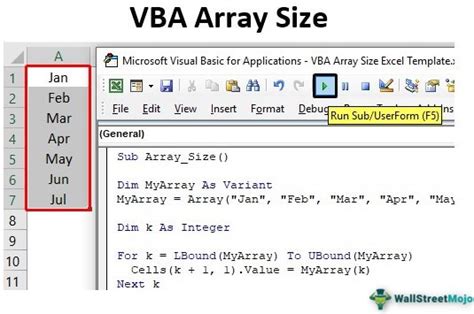 Example of calculating array length in VBA